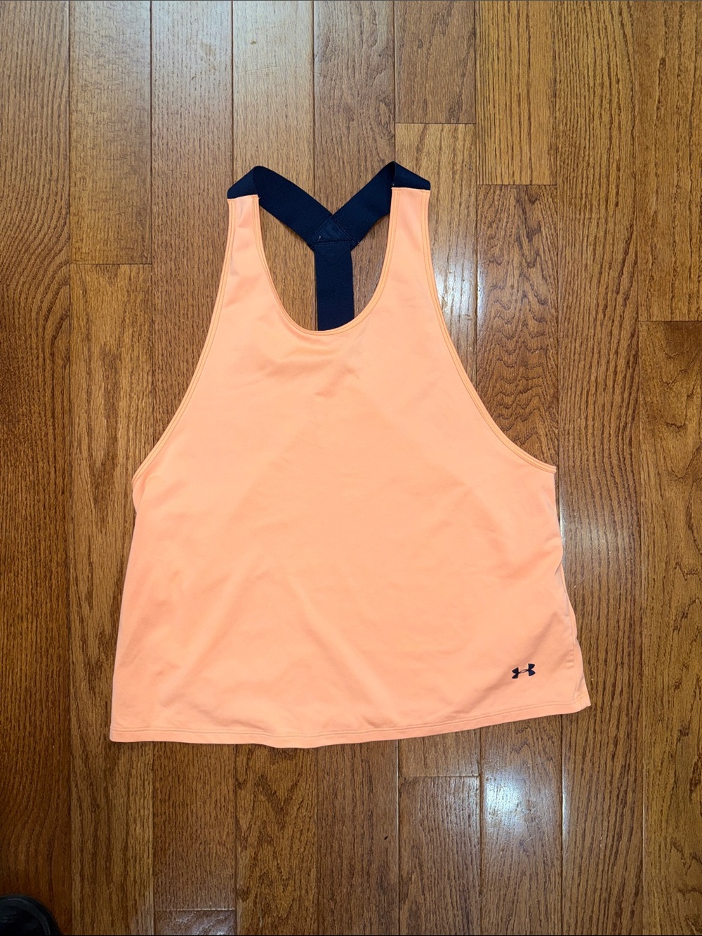 Under Armour Peach Racerback Athletic Tank with Navy Straps